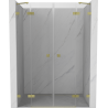 Mexen Lunar Duo sprchové dveře výklopné 150 cm, transparentní, zlaté kartáčované - 834D-150-000-55-00