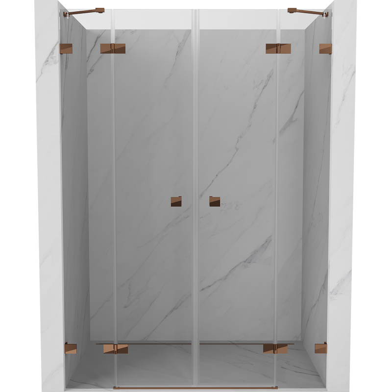 Mexen Lunar Duo výklopné sprchové dveře 150 cm, transparentní, růžové zlato - 834D-150-000-60-00