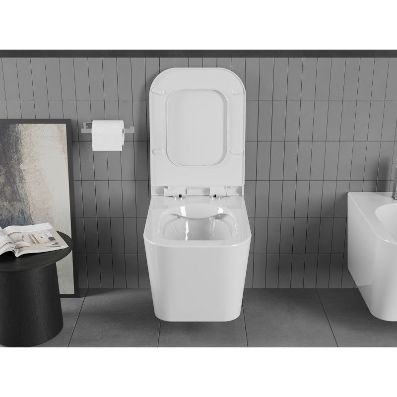 Mexen Teo wc mísa Rimless s deskou pomalu klesající slim, duroplast, bílý lesk - 30850700