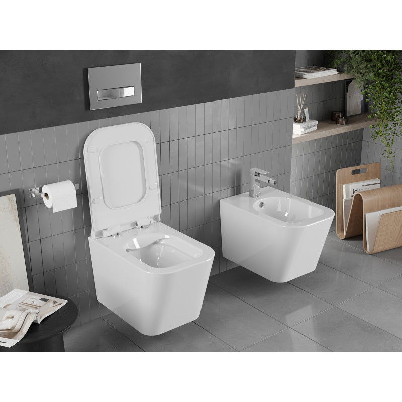 Mexen Teo wc mísa Rimless s deskou pomalu klesající slim, duroplast, bílý lesk - 30850700