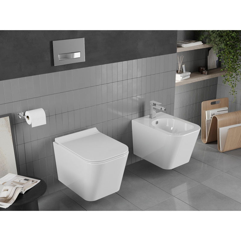 Mexen Teo wc mísa Rimless s deskou pomalu klesající slim, duroplast, bílý lesk - 30850700