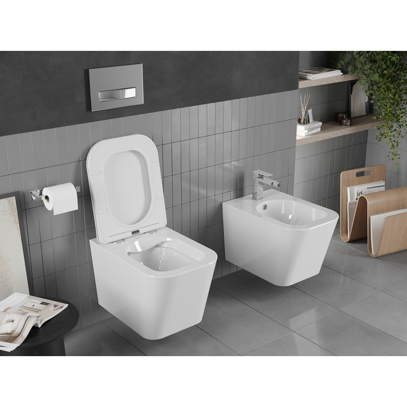 Mexen Teo WC mísa Rimless s pomalu klesající deskou slim, duroplast, bílý lesk - 30850600