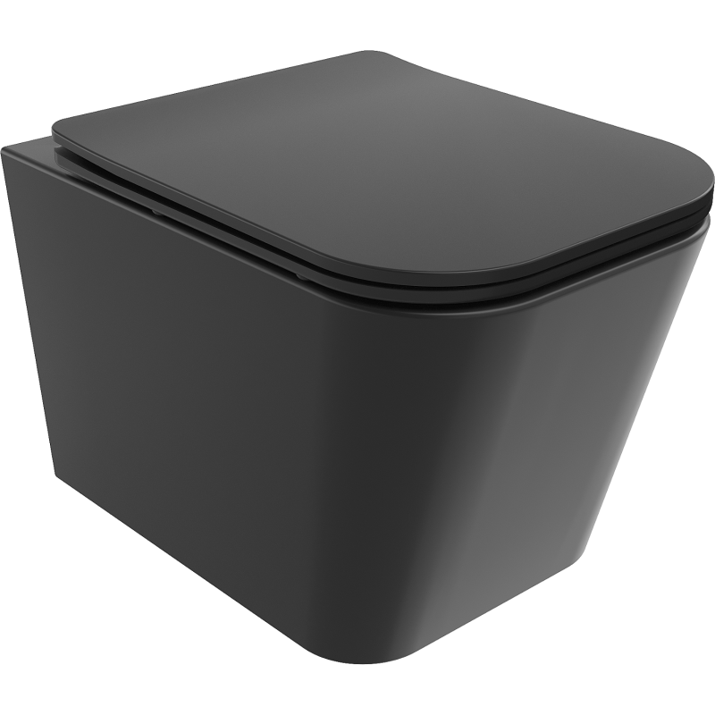 Mexen Teo mísa WC Rimless s deskou pomalu spouštějící slim, duroplast, černá mat - 30850685