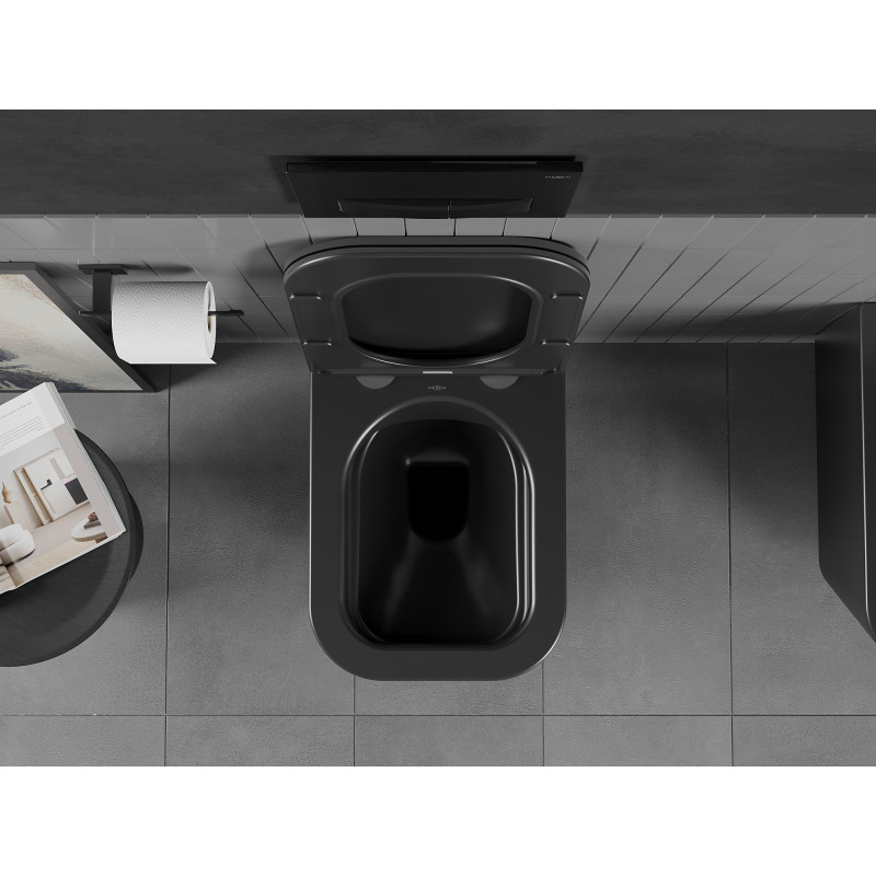 Mexen Teo WC mísa Rimless s pomalu zavírajícím se slim sedátkem, duroplast, černá mat - 30850685