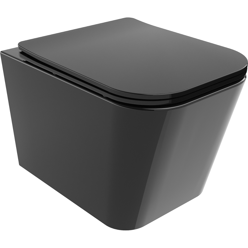 Mexen Teo mísa wc Rimless s deskou pomalu padací slim, duroplast, černý lesk - 30854070