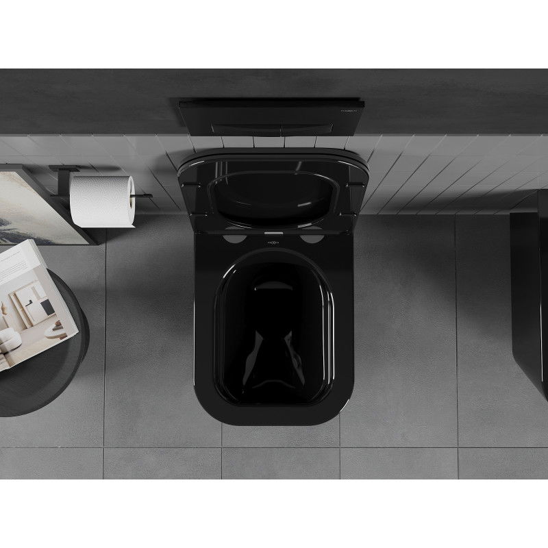 Mexen Teo mísa wc Rimless s deskou pomalu padací slim, duroplast, černý lesk - 30854070