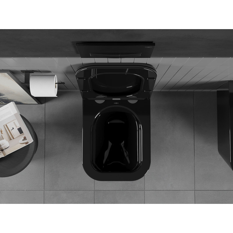Mexen Teo WC mísa Rimless s pomalu spouštěcí deskou slim, duroplast, černý lesk - 30854070