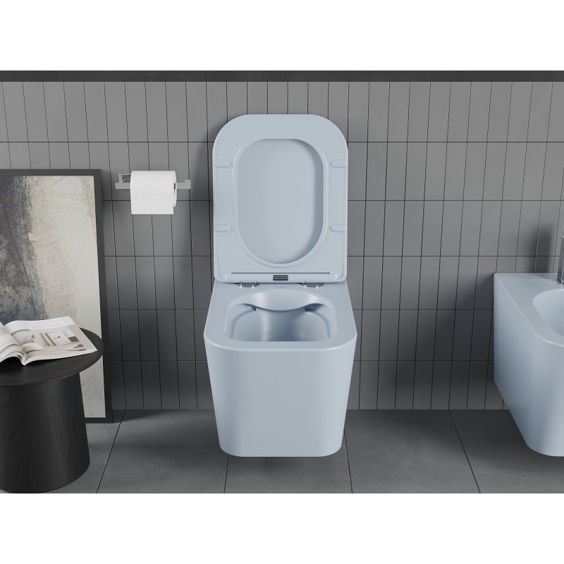 Mexen Teo mísa WC Rimless s pomalu klesající tenkým sedátkem, duroplast, šedo-modrá matná - 30854069