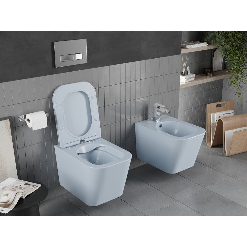 Mexen Teo WC mísa Rimless s pomalu sklopnou sedátkem slim, duroplast, šedo-modrá mat - 30854069
