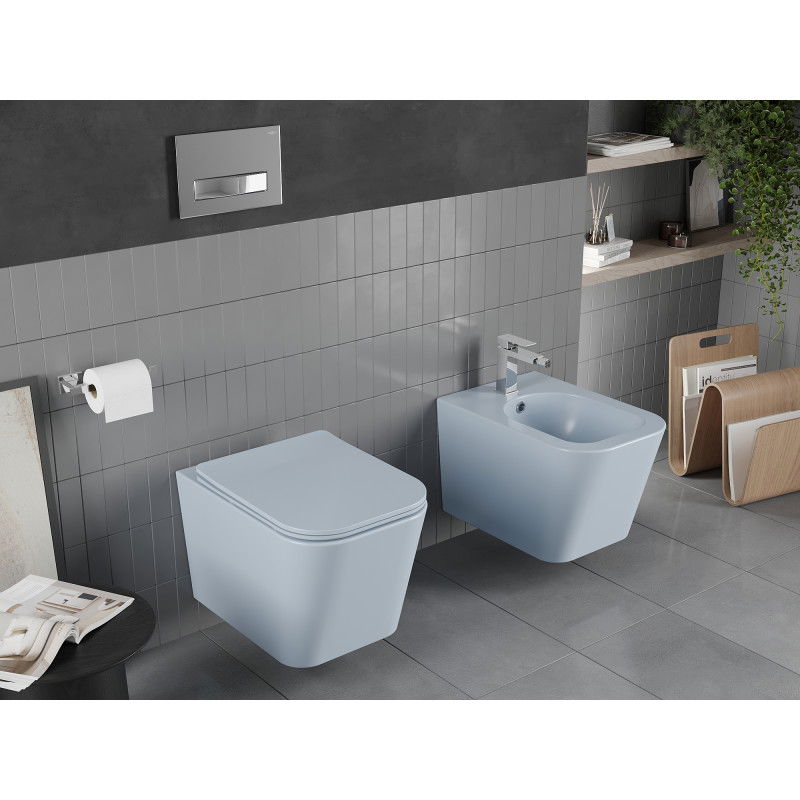 Mexen Teo WC mísa Rimless s pomalu sklopnou sedátkem slim, duroplast, šedo-modrá mat - 30854069