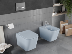 Mexen Teo mísa WC Rimless s pomalu klesající tenkým sedátkem, duroplast, šedo-modrá matná - 30854069