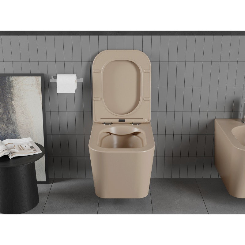 Mexen Teo WC mísa Rimless s pomalu sklopným slim sedátkem, duroplast, cappuccino mat - 30854064