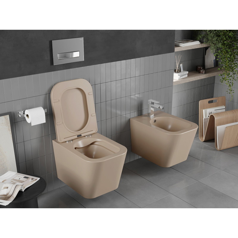 Mexen Teo WC mísa Rimless s pomalu sklopným slim sedátkem, duroplast, cappuccino mat - 30854064
