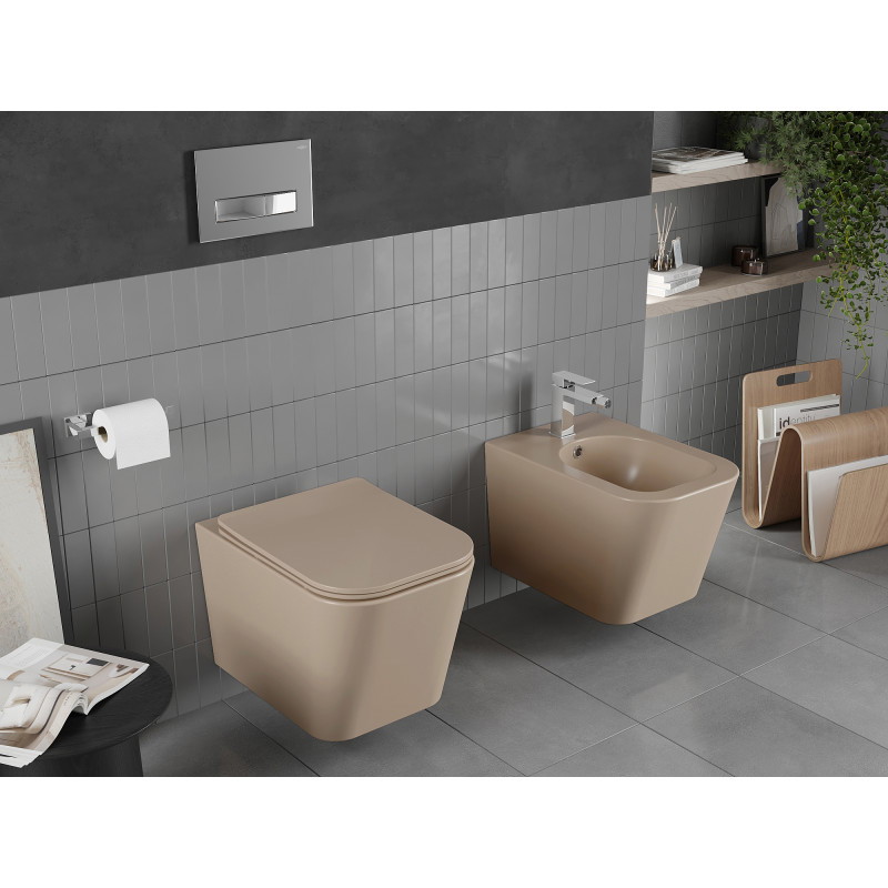 Mexen Teo WC mísa Rimless s pomalu sklopným slim sedátkem, duroplast, cappuccino mat - 30854064
