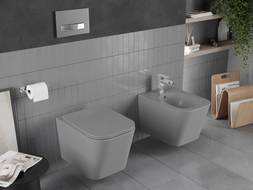 Mexen Teo wc mísa Rimless s pomalu klesající deskou slim, duroplast, světle šedá matná - 30854061