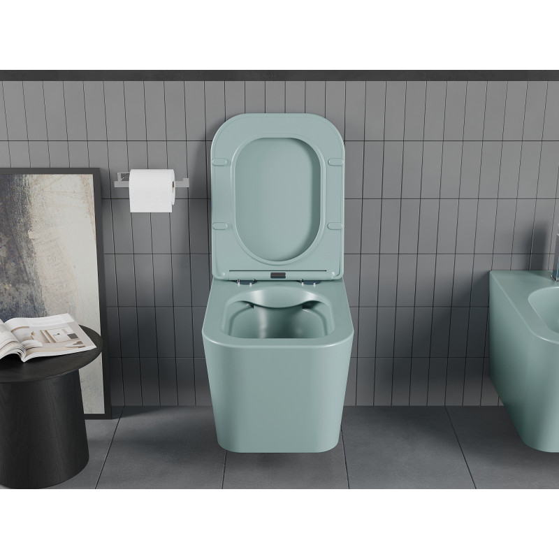 Mexen Teo WC mísa Rimless se zpomaleným sklápěním slim, duroplast, světle zelená mat - 30854048