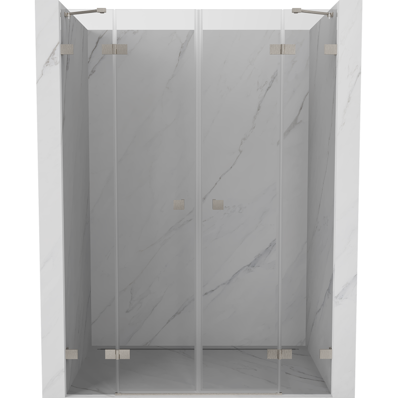 Mexen Lunar Duo sprchové dveře otevírací 140 cm, transparentní, kartáčovaný nikl - 834D-140-000-97-00