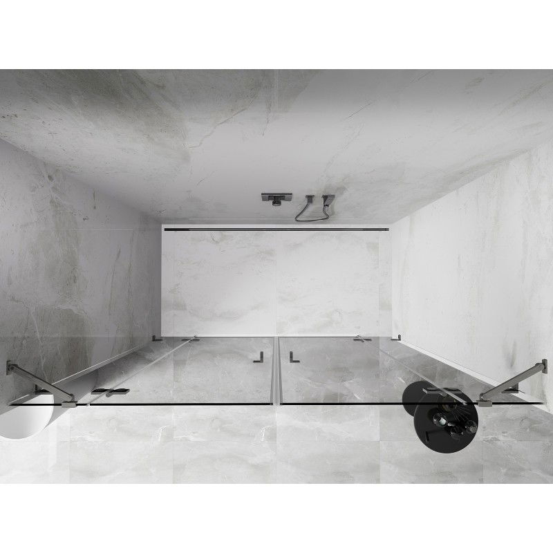 Mexen Lunar Duo sprchové dveře otočné 190 cm, transparentní, kartáčovaný nikl - 834D-190-000-97-00