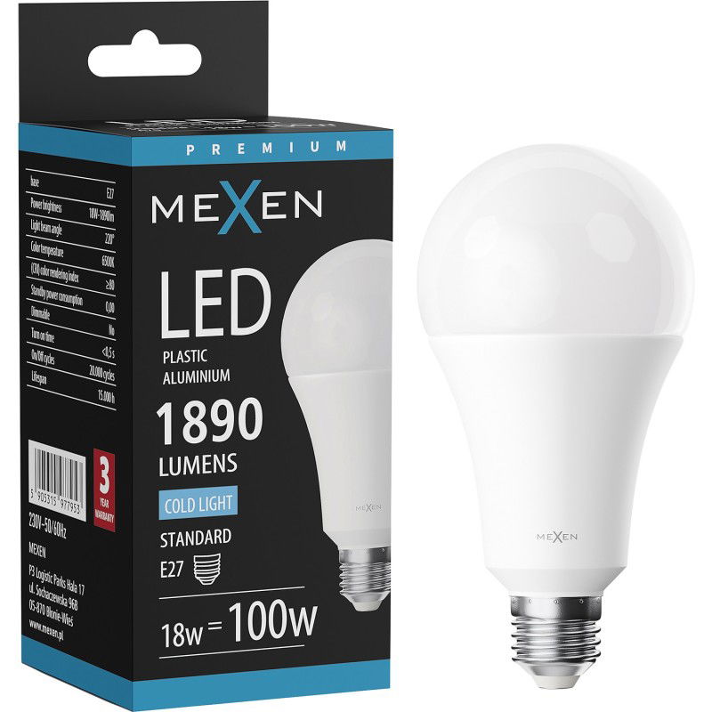 Mexen Nova Žárovka LED E27, A70, 18W, Studená - 6500K, 1890 lm - L100-E27-1865-01