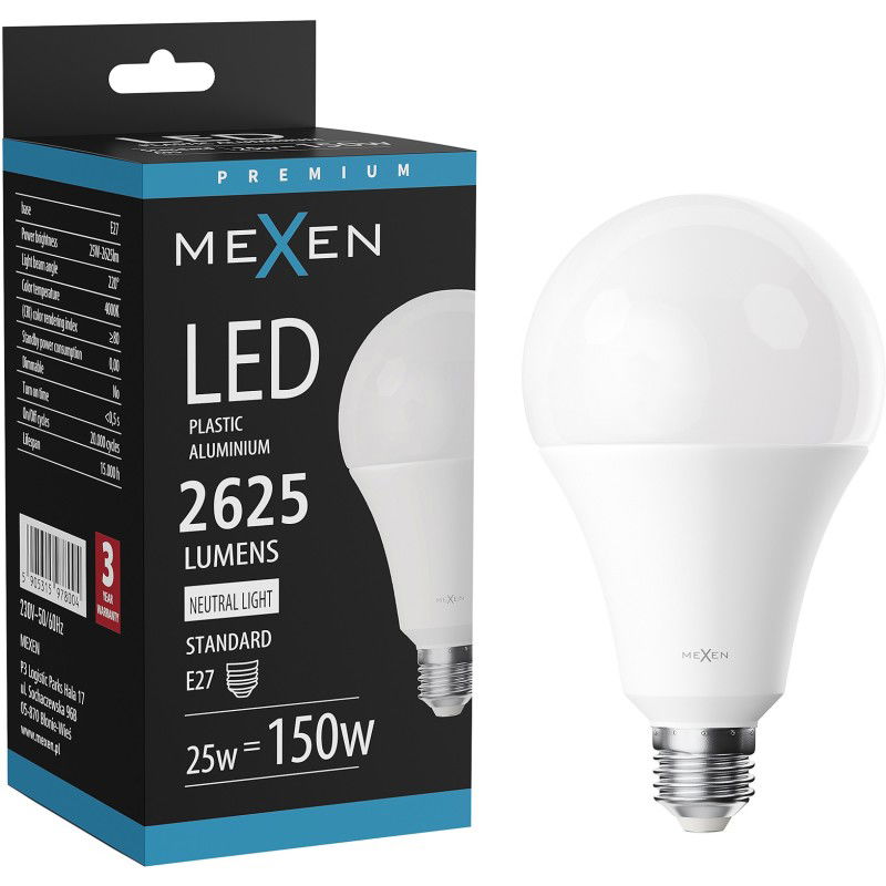 Mexen Nova LED žárovka E27, A95, 25W, Neutrální - 4000K, 2625 lm - L100-E27-2540-01