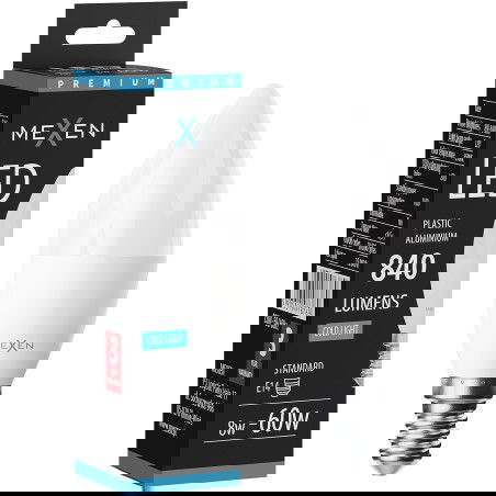 Mexen Nova LED žárovka E14, C37, 8W, Studená - 6500K, 840 lm - L102-E14-0865-01