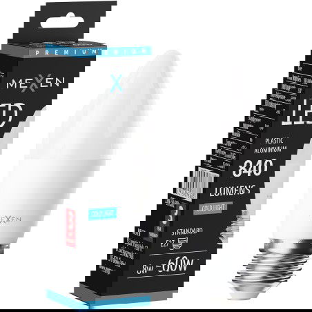 Mexen Nova LED žárovka E27, C37, 8W, Studená - 6500K, 840 lm - L102-E27-0865-01