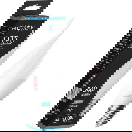 Mexen Nova LED žárovka plamínek E14, C37, 8W, Studená - 6500K, 840 lm - L106-E14-0865-01