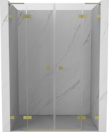 Mexen Lunar L Duo sprchové dveře sklopné 160 cm, transparentní, zlaté kartáčované - 834DL-160-000-55-00
