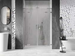 Mexen Lunar L Duo sprchové dveře otočné 140 cm, transparentní, kartáčovaný nikl - 834DL-140-000-97-00