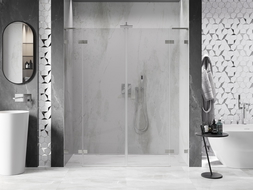 Mexen Lunar L Duo sprchové dveře otočné 190 cm, transparentní, kartáčovaný nikl - 834DL-190-000-97-00