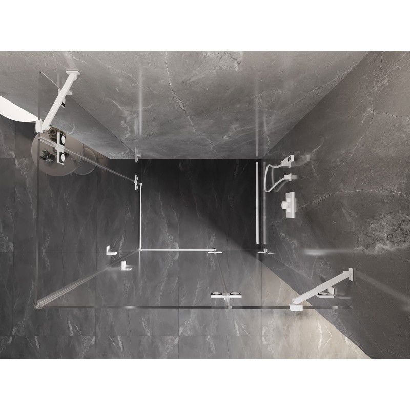 Mexen Lunar Duo sprchový kout s otočnými dveřmi pravý 100 x 80 cm, průhledný, bílý - 834-100P-080L-20-00