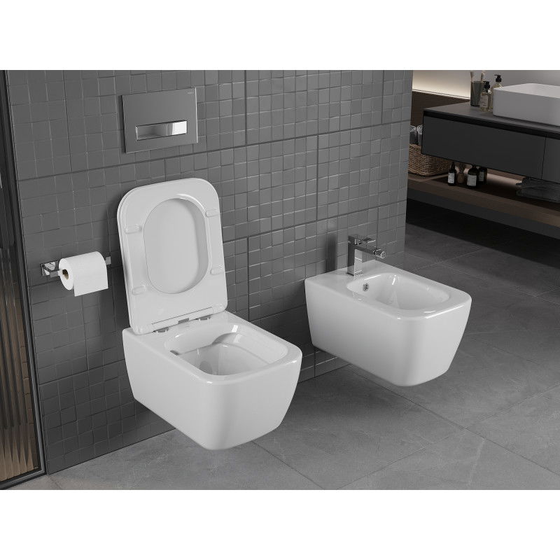 Mexen Stella WC mísa Rimless s pomalu sklápějícím sedátkem slim, duroplast, bílý lesk - 30680900