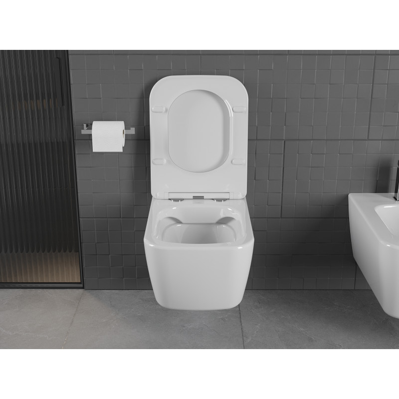 Mexen Stella wc mísa bezokrajová s pomalu padajícím sedátkem slim, duroplast, bílá lesk - 30680900