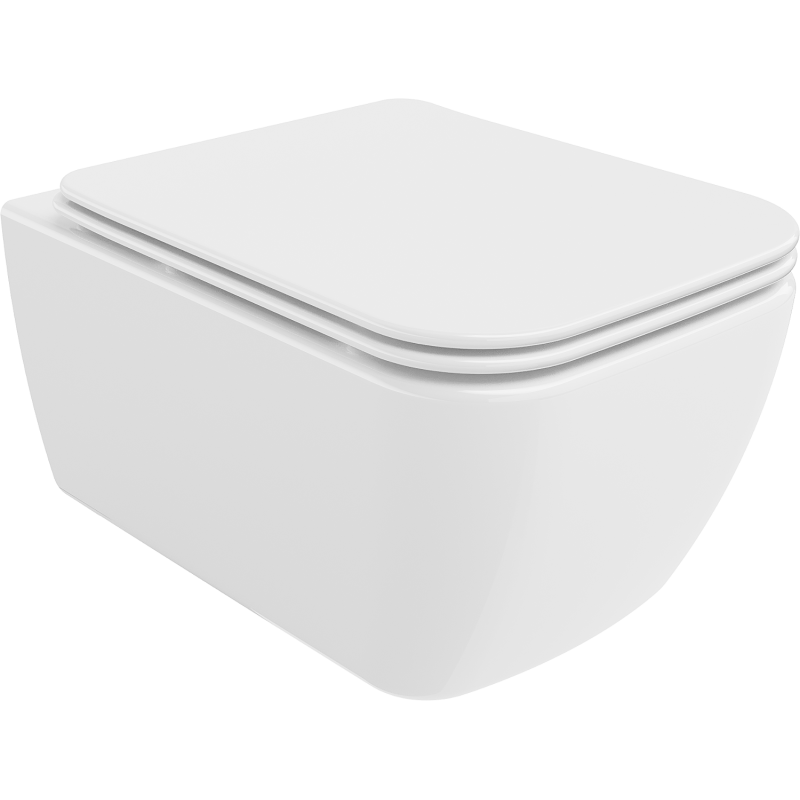 Mexen Stella WC mísa Rimless s pomalu sklápějícím sedátkem slim, duroplast, bílý lesk - 30680900