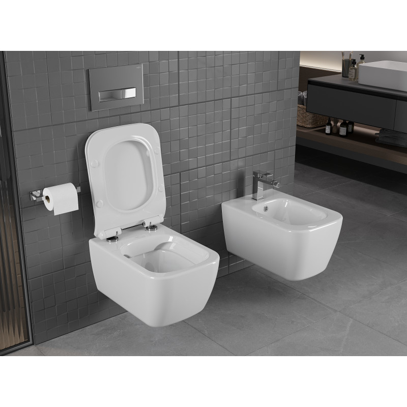 Mexen Stella WC mísa Rimless se sedátkem pomalu padající slim, duroplast, bílý lesk - 30680800