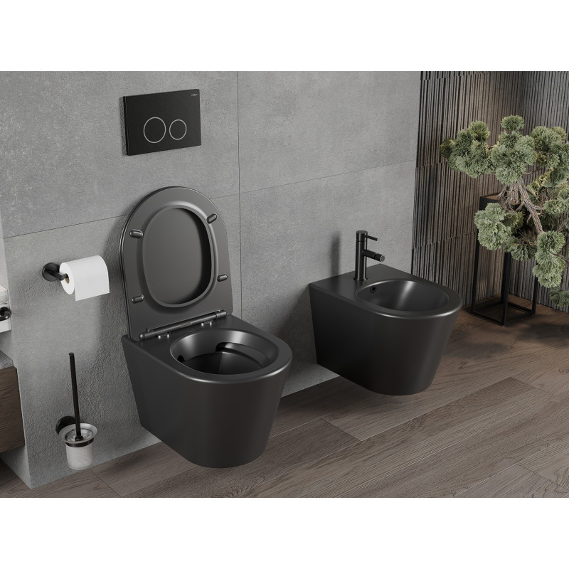 Mexen Rico WC mísa bez okraje, černá matná - 3372XX85