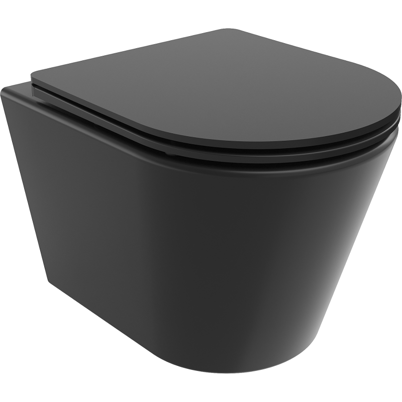 Mexen Rico WC mísa Rimless s deskou pomalu klesající slim, duroplast, černá mat - 30721085