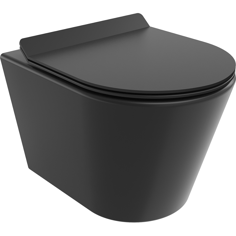 Mexen Rico WC mísa Rimless s pomalu sklápěcím tenkým sedátkem, duroplast, černá mat - 30720185
