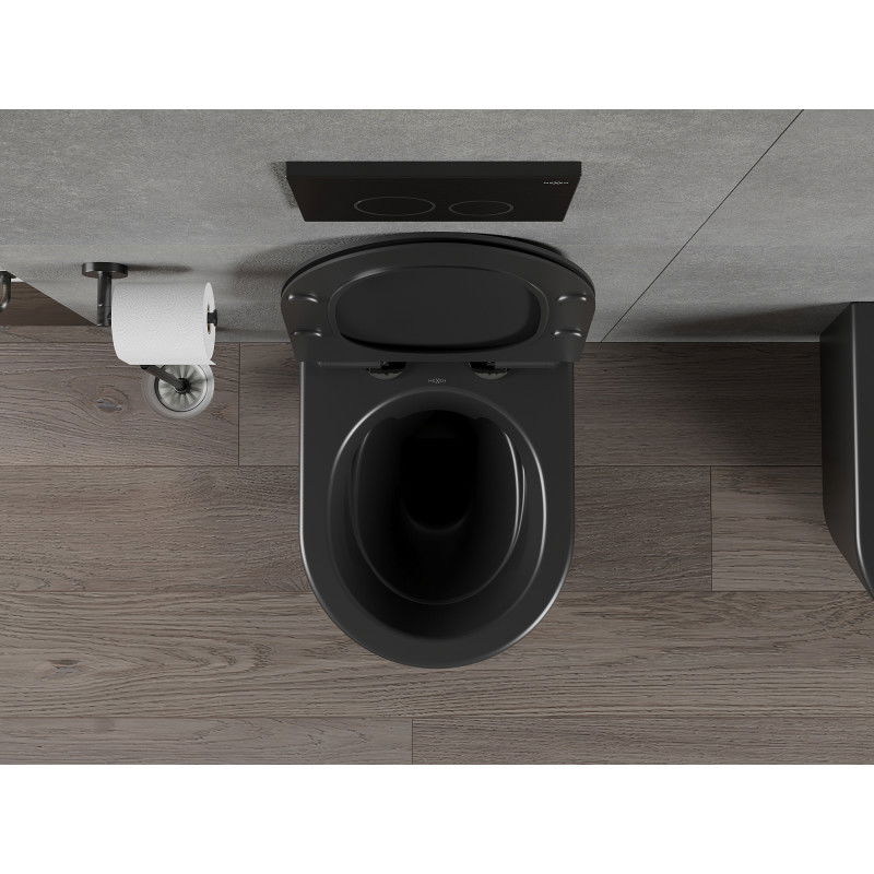 Mexen Rico WC mísa Rimless s pomalu sklápěcím tenkým sedátkem, duroplast, černá mat - 30720185