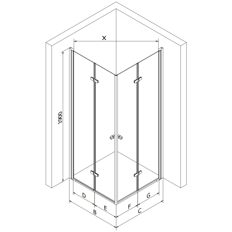 Mexen Lima Duo skládací sprchový kout 90 x 90 cm, transparentní, černý + vanička Flat - 856-090-090-70-02-4010B