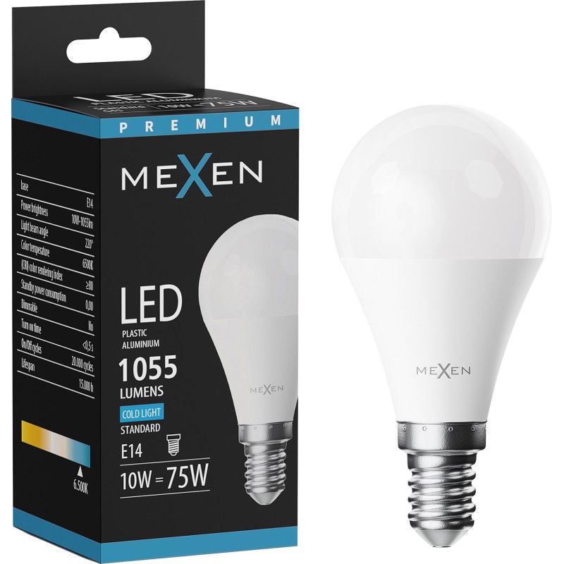 Mexen Nova LED žárovka E14, G45, 10W, Studená - 6500K, 1055 lm - L101-E14-1065-01