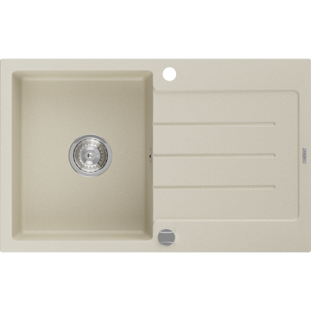 Mexen Bruno granitový dřez 1-komorový s odkapávačem 795 x 495 mm, béžový, sifon chrom - 6513791010-69