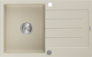 Mexen Bruno granitový dřez 1-komorový s odkapávačem 795 x 495 mm, béžový, sifon chrom - 6513791010-69