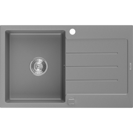 Mexen Bruno granitový dřez 1-komorový s odkapávačem 795 x 495 mm, šedý, sifon chrom - 6513791010-71