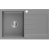 Mexen Bruno granitový dřez 1-komorový s odkapávačem 795 x 495 mm, šedý, sifon chrom - 6513791010-71