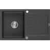 Mexen Bruno jednokomorový dřez z granitu s odkapávačem 795 x 495 mm, černý s tečkami, chromovaný sifon - 6513791010-76