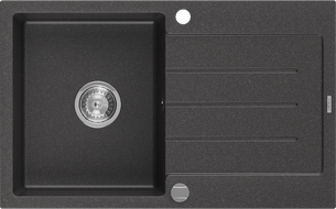 Mexen Bruno jednokomorový dřez z granitu s odkapávačem 795 x 495 mm, černý s tečkami, chromovaný sifon - 6513791010-76