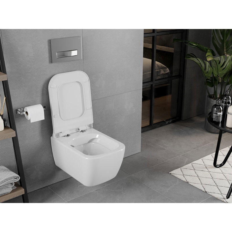 Mexen Elis WC mísa Rimless s pomalu klesající deskou slim, duroplast, bílý lesk - 30910700
