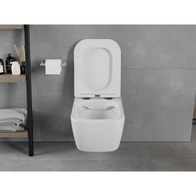 Mexen Elis WC mísa Rimless s pomalu padajícím sedátkem slim, duroplast, bílý lesk - 30910600