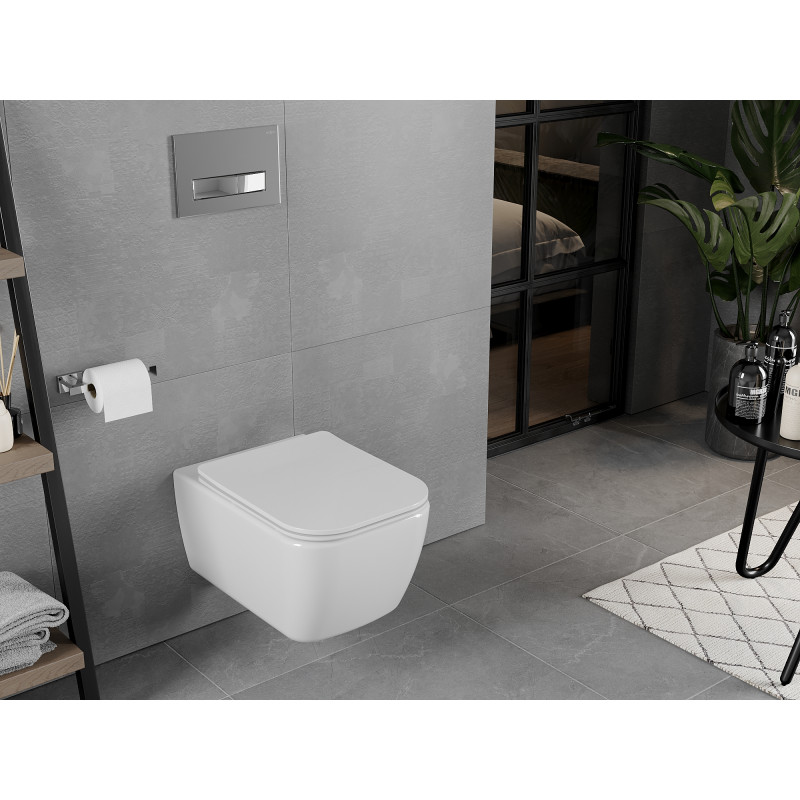 Mexen Elis WC mísa Rimless s pomalu padajícím sedátkem slim, duroplast, bílý lesk - 30910600